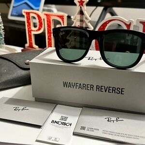 Ray-Ban Polished Black (Dark Green Lenses) Wayfarer Reverse Sunglasses